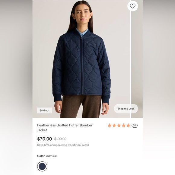 like new EUC quince featherless quilted puffer bomber jacket sz XS black - Picture 9 of 15